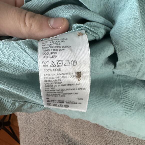 Tommy Bahama Shirt Mens Medium Seafoam Green Silk Jacquard Camp Button Front - Picture 11 of 14